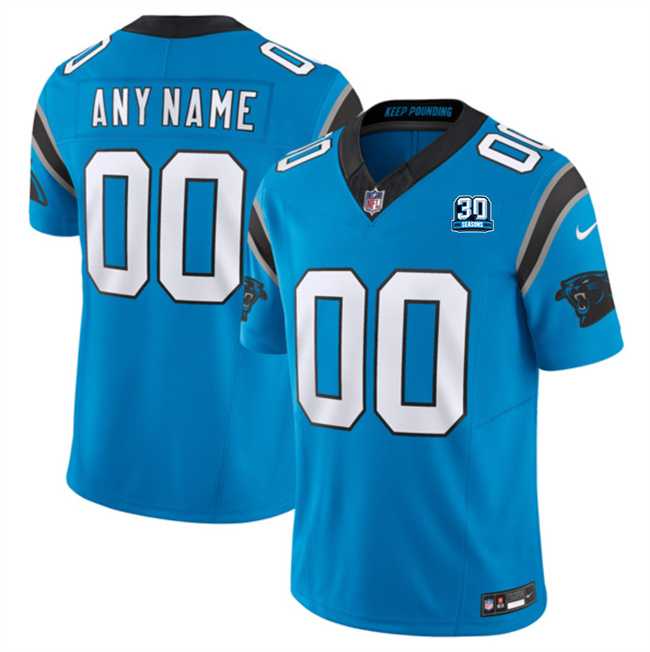 Men%27s Carolina Panthers Active Player Custom Blue 2024 30th Anniversary Patch F.U.S.E. Vapor Limited Stitched Football Jersey->customized nfl jersey->Custom Jersey